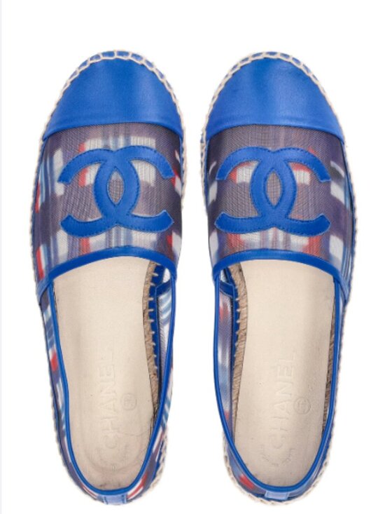 CHANEL Shoes - Chanel Mesh Lambskin Plaid Print CC Espadrilles (40)
